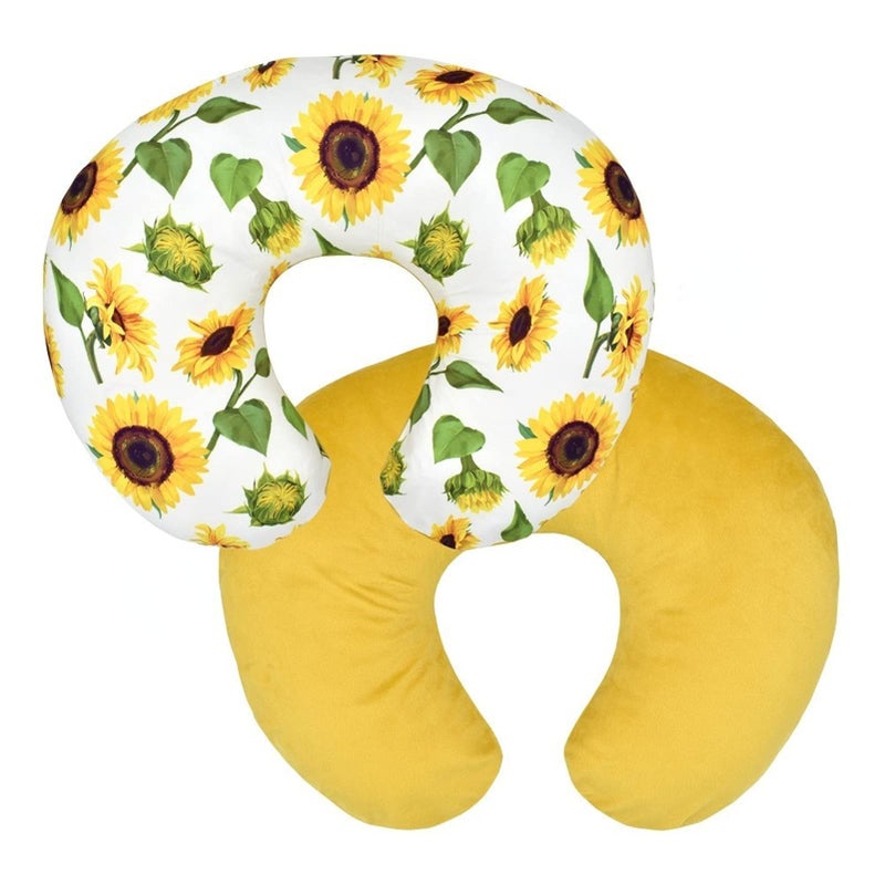 BxuanW Nursing Pillow Cover Stretchy Pillow Slipcovers for Breastfeeding Moms Two-Sided Design (Sunflower) - Image 1